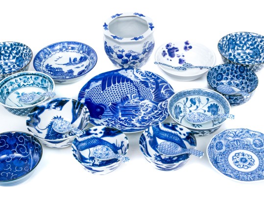 Asian Blue And White Serving And Decorating Lot
