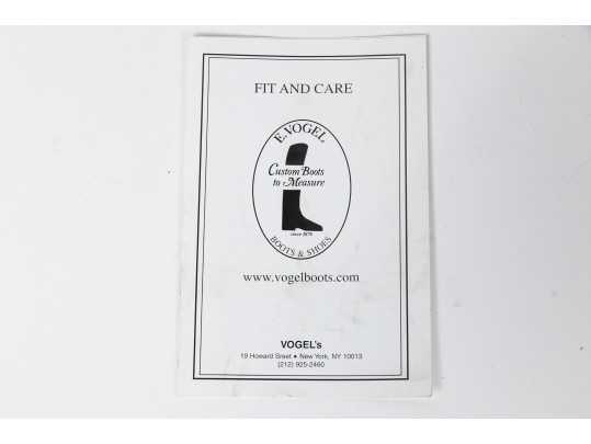 E. Vogel, NY, Pair Of Custom Black Leather Boots, Please See Sizing Note