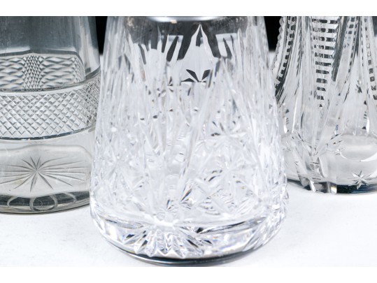 Collection Of Five Large Cut Crystal And Silverplate Shakers