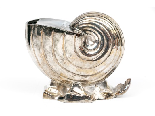 Antique English Victorian Silverplate Nautilus Spoon Warmer