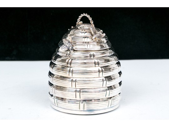 Quality Silver Plated Honeypot With Lid And Honey Drizzler