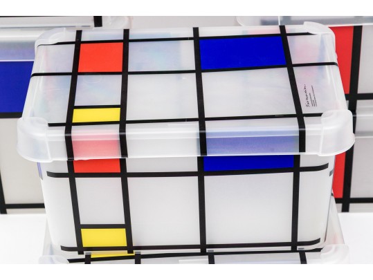 Collection Of Seven Printed Plastic Bins With A Piet Mondrian Design Adapted By TERRY