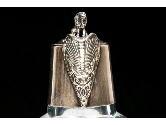 Antique Late 19th Classical Silver Plated Etched Crystal Claret Jug