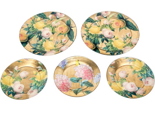Set Of Five Scott Potter Decoupage Glass Plates