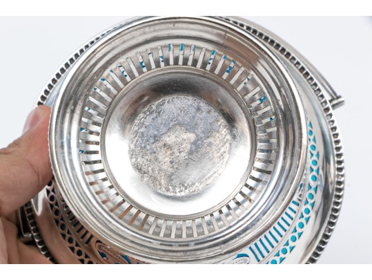 Silverplate And Opaline Glass Basket