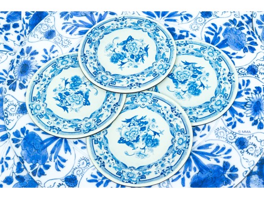 Set Of Vintage Blue And White Placemats And Coasters