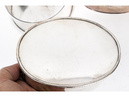 Three Fine Silver Plated Lidded Boxes
