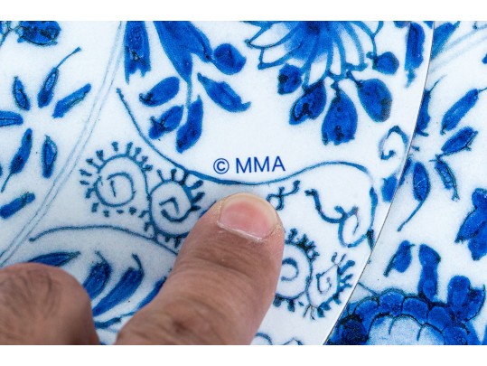 Set Of Vintage Blue And White Placemats And Coasters