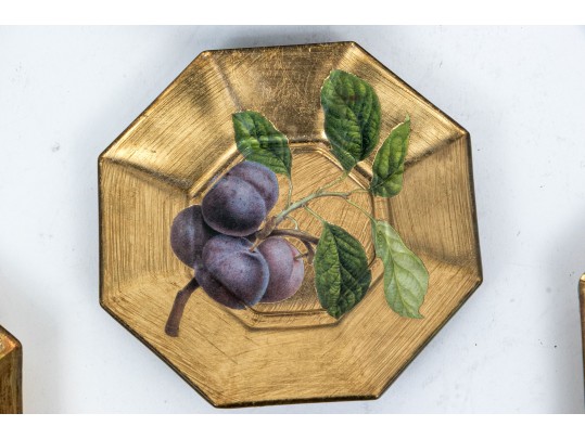 Collection Of Seven Decoupage Octagonal Glass Plates 