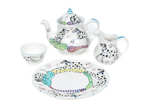 Sonia Spencer For Frank Mcintosh Hand-painted Bone China Teaset