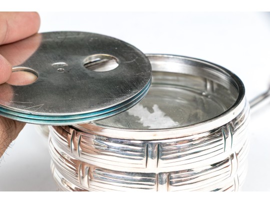 Quality Silver Plated Honeypot With Lid And Honey Drizzler
