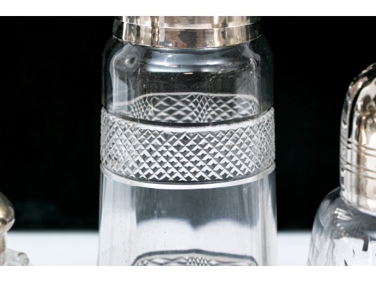 Collection Of Five Large Cut Crystal And Silverplate Shakers
