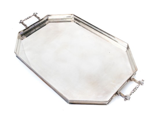 Large Antique English Silverplate Twin Handled Tray