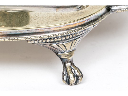Antique Englidh Silver Plate Pen Tray With Elephant Figure