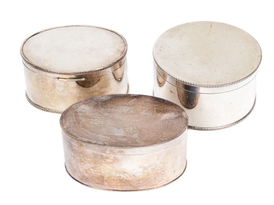 Three Fine Silver Plated Lidded Boxes