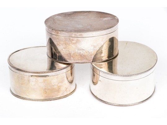 Three Fine Silver Plated Lidded Boxes
