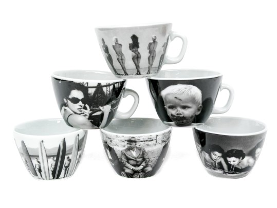 Set Of Six Harvey Nichols Foodmarket Ceramic Coffee Mugs