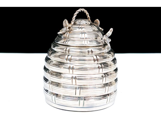Quality Silver Plated Honeypot With Lid And Honey Drizzler