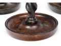 Set Of Four Carved Oak Barley Twist And Brass Candlesticks