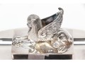 English Silver Plated Egyptian Revival Inkwell With Two Lidded Bottles