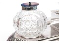 English Silver Plated Egyptian Revival Inkwell With Two Lidded Bottles