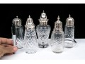 Collection Of Five Large Cut Crystal And Silverplate Shakers 