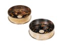 Quality Pair Of Silver Plate Mounted Faux Tortoise Shell Coasters