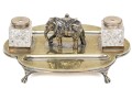 Antique Englidh Silver Plate Pen Tray With Elephant Figure