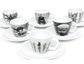 Set Of Six Harvey Nichols Foodmarket Espresso Cups With Saucers