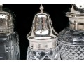 Collection Of Five Large Cut Crystal And Silverplate Shakers 