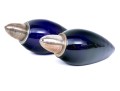 Pair Of Fine Modernist Cobalt Crystal And Silverplate Shakers 