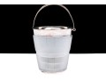 Elegant Silver Plate Mounted Frosted Glass Ice Bucker With Plated Interior Liner