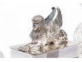 English Silver Plated Egyptian Revival Inkwell With Two Lidded Bottles