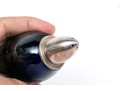 Pair Of Fine Modernist Cobalt Crystal And Silverplate Shakers 