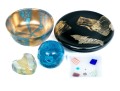 Group Of Five Art Glass And Ceramic Table Top Items