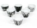 Set Of Six Harvey Nichols Foodmarket Espresso Cups With Saucers