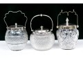 Group Of Three Antique Cut Glass And Silverplate Biscuit Jars
