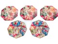 Set Of Five Christmas Theme Decoupage Glass Dishes By Durwin Rice New York
