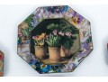 Collection Of Seven Decoupage Octagonal Glass Plates 