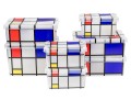Collection Of Seven Printed Plastic Bins With A Piet Mondrian Design Adapted By TERRY