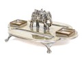 Antique Englidh Silver Plate Pen Tray With Elephant Figure