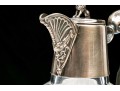 Antique Late 19th Classical Silver Plated Etched Crystal Claret Jug