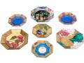Collection Of Seven Decoupage Octagonal Glass Plates 