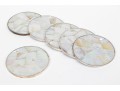 Set Of Six Sterling Silver Mounted Shell Coasters