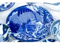 Asian Blue And White Serving And Decorating Lot