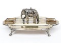 Antique Englidh Silver Plate Pen Tray With Elephant Figure
