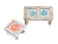 Two Small Sterling Silver Stamp Boxes   1.585 Gross Troy Ozs.