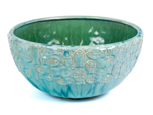 Large Ceramic Fish Motif Centerpiece Bowl