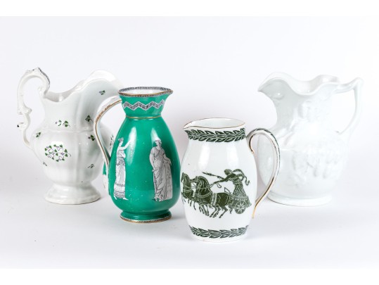 Group Of Four Antique Ceramic Water Pitchers