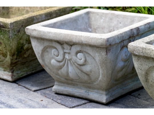 Set Of Three Cast Stone Garden Planters